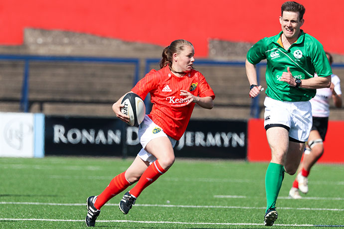 Action from the Munster Women Rugby 38 vs Ulster Women Rugby 12 August 17th 2019